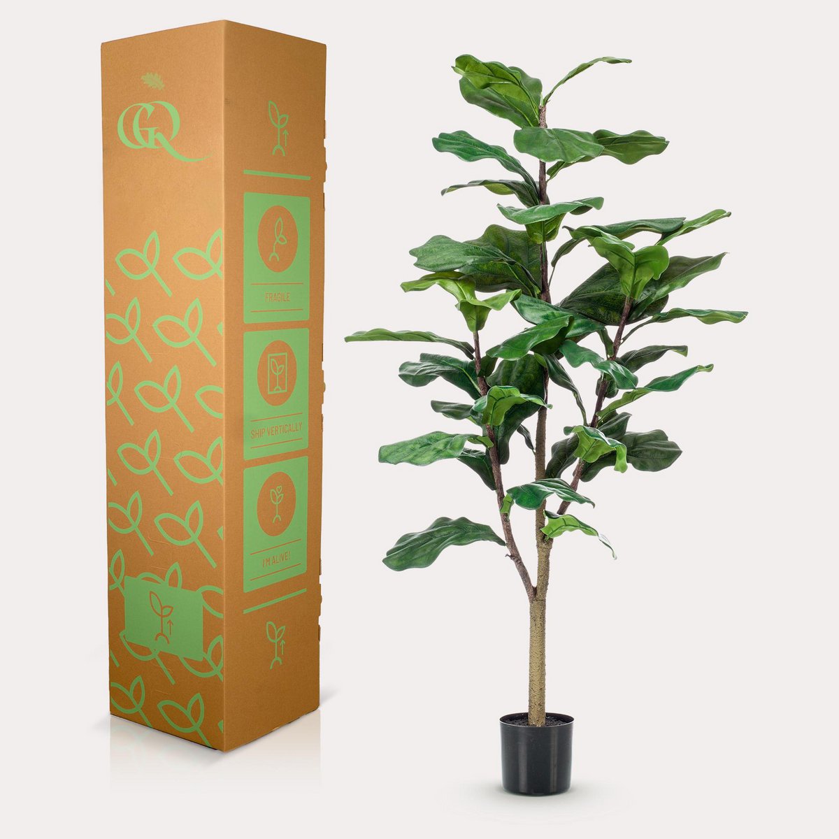 Künstliche Pflanze - Ficus Lyrata - Tabakpflanze - 120 cm