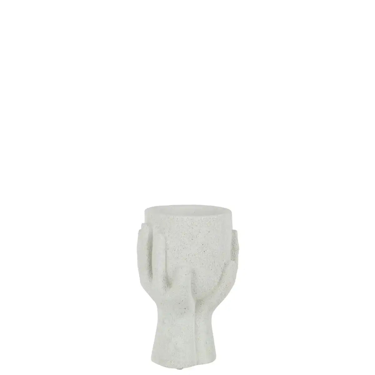 J -Linie Blumenpot -Hände - Zement - Weiß - klein - Ø 11 cm