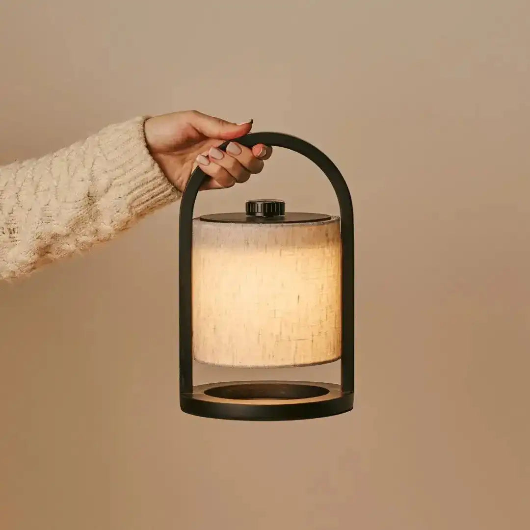 Flussschwarz & grau Holz wiederaufladbare Lampe - dimmbares und schnurloses Licht