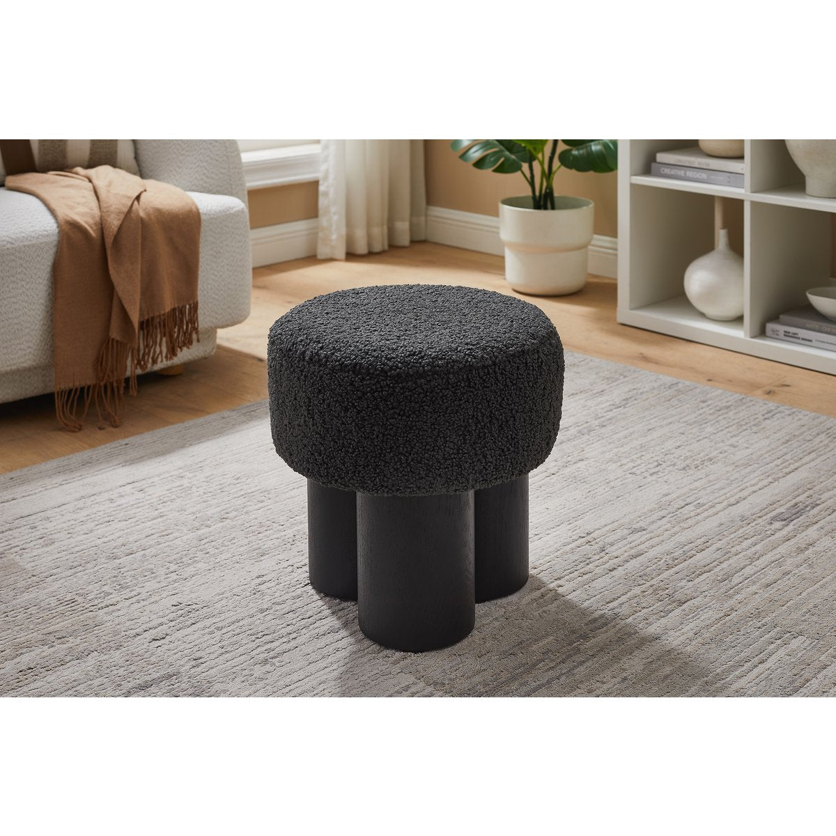 Sitzpouf Ø 50 cm Schwarz/Grau