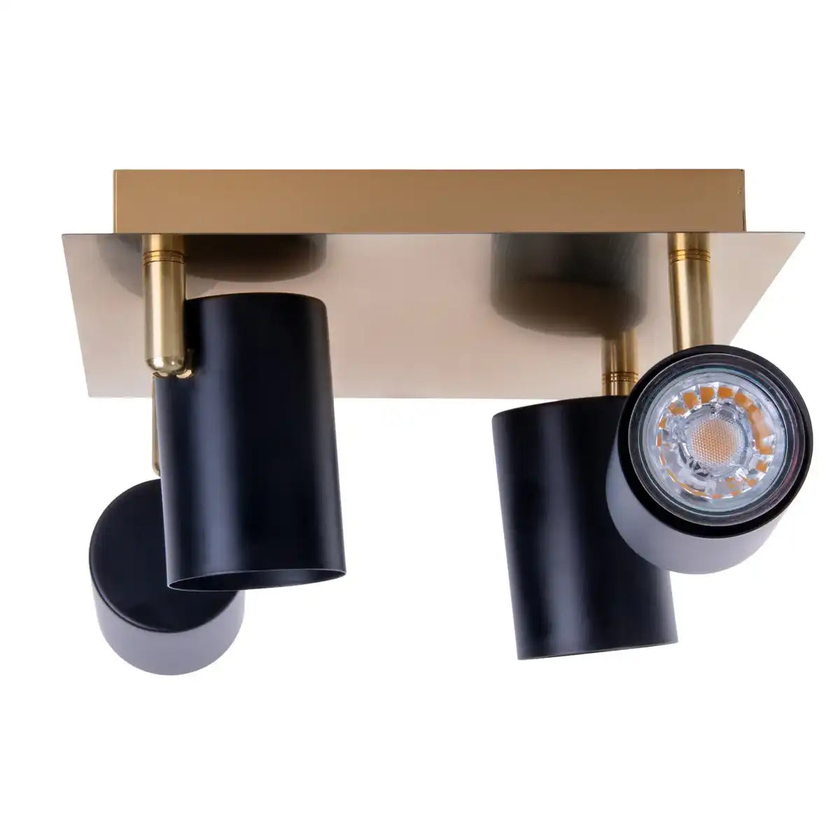 4er Wand- und Deckenleuchten "FRIDA" in Metall schwarz / Gold, Deckenstrahler, GU10, Deckenlampe für Esszimmer, Wohnzimmer, Diele oder Büro, 22 x 22 cm