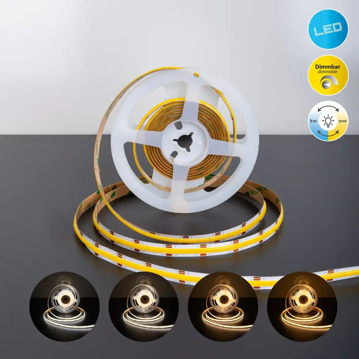 COB-LED-Stripe Länge 3 m, CCT-Funktion, aus Kunststoff klar/transparent, mit integrierten LEDs