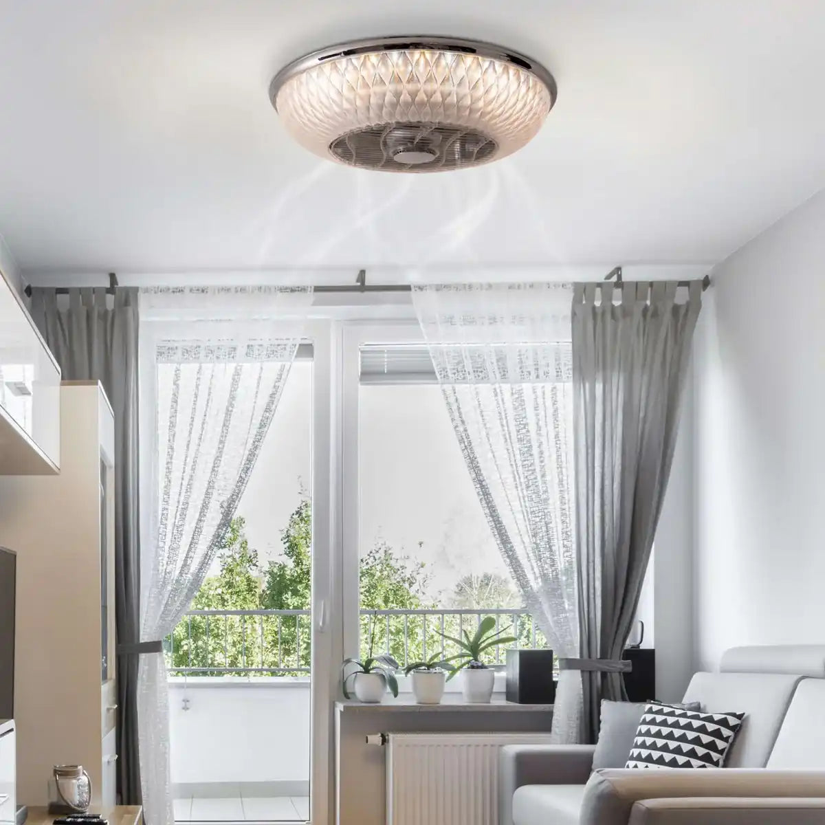 LED Deckenleuchte "VIENTO" mit Ventilator, aus Metall und Kunststoff, mit integrierten LEDs, Beleuchtung für Wohnräume oder Büro