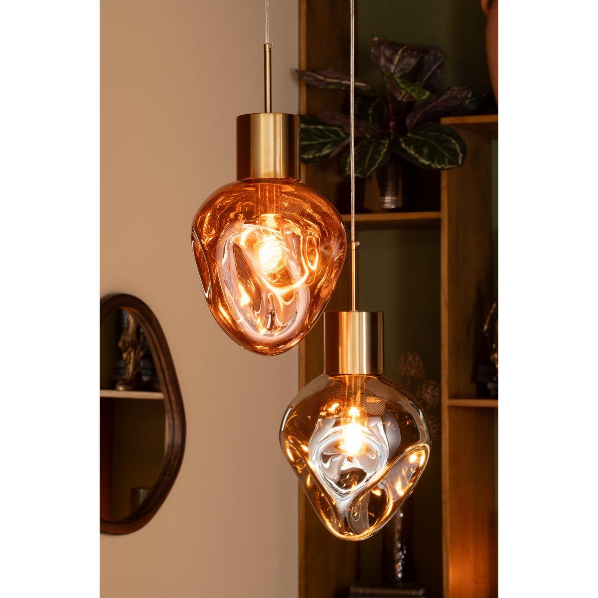 J-Line Hängelampe Gold Metall/Glas Kupfer