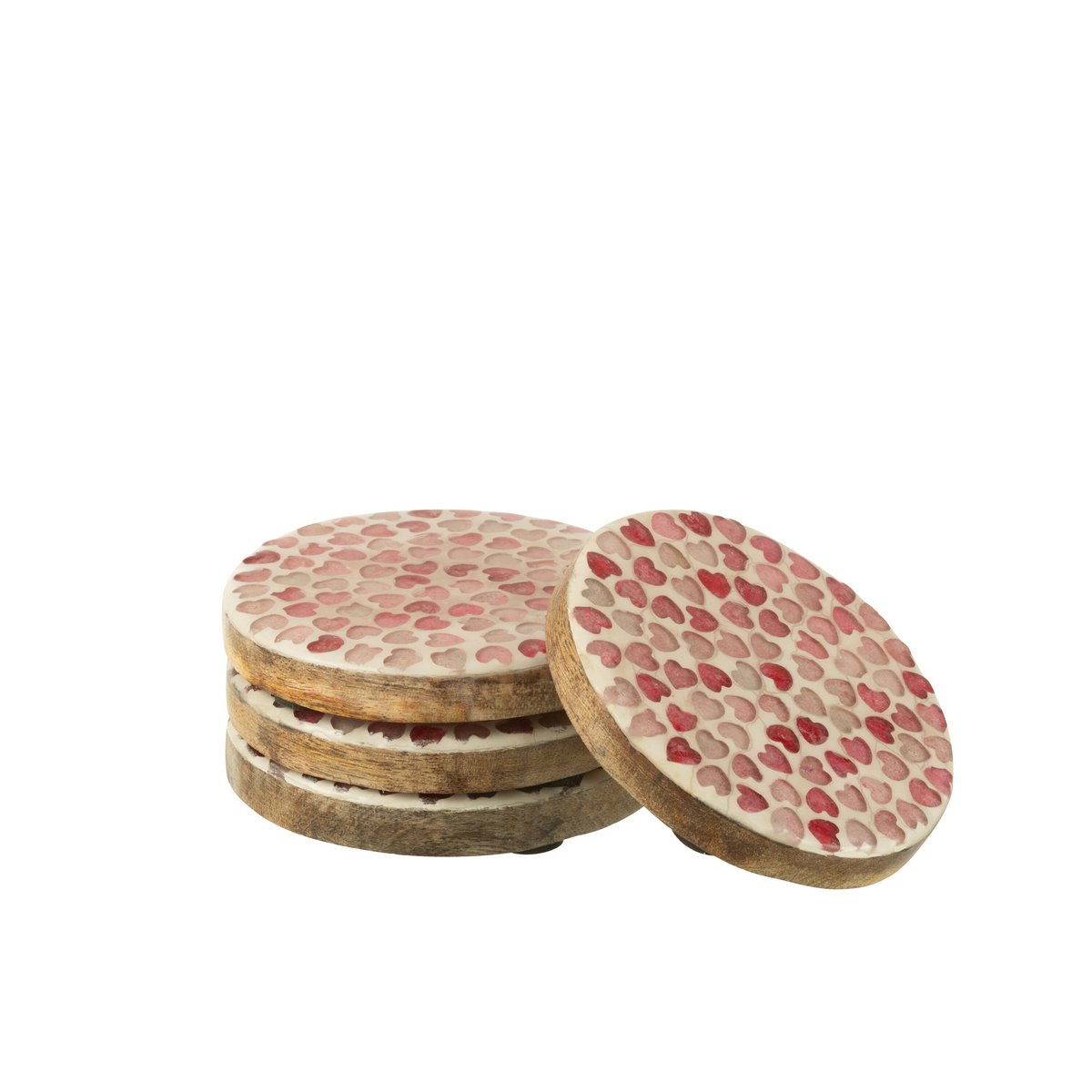 Herz-Mosaik-Untersetzer - Holz - Rosa