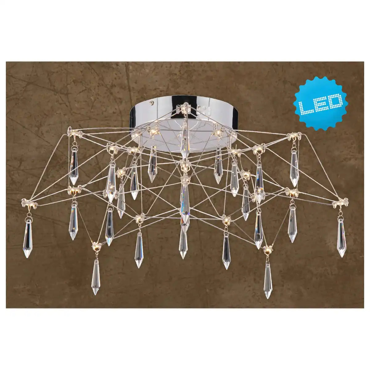 LED Deckenleuchte "ARANEUS" aus Metall und Glas in chrom, Ø 55 cm, mit fest verbauten LEDs, Beleuchtung für Wohnzimmer, Esszimmer, Diele oder Büro