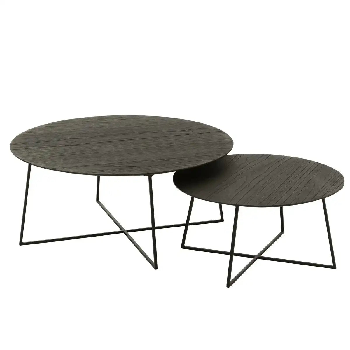 J -Line Side Table Round - Holz/Metall - Schwarz - 6 -Set von 6