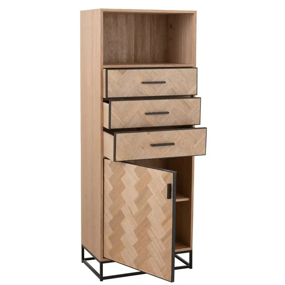 J-Line-Schrank Hoher Zigzag-Schrank – Holz/Metall – Natur/Schwarz
