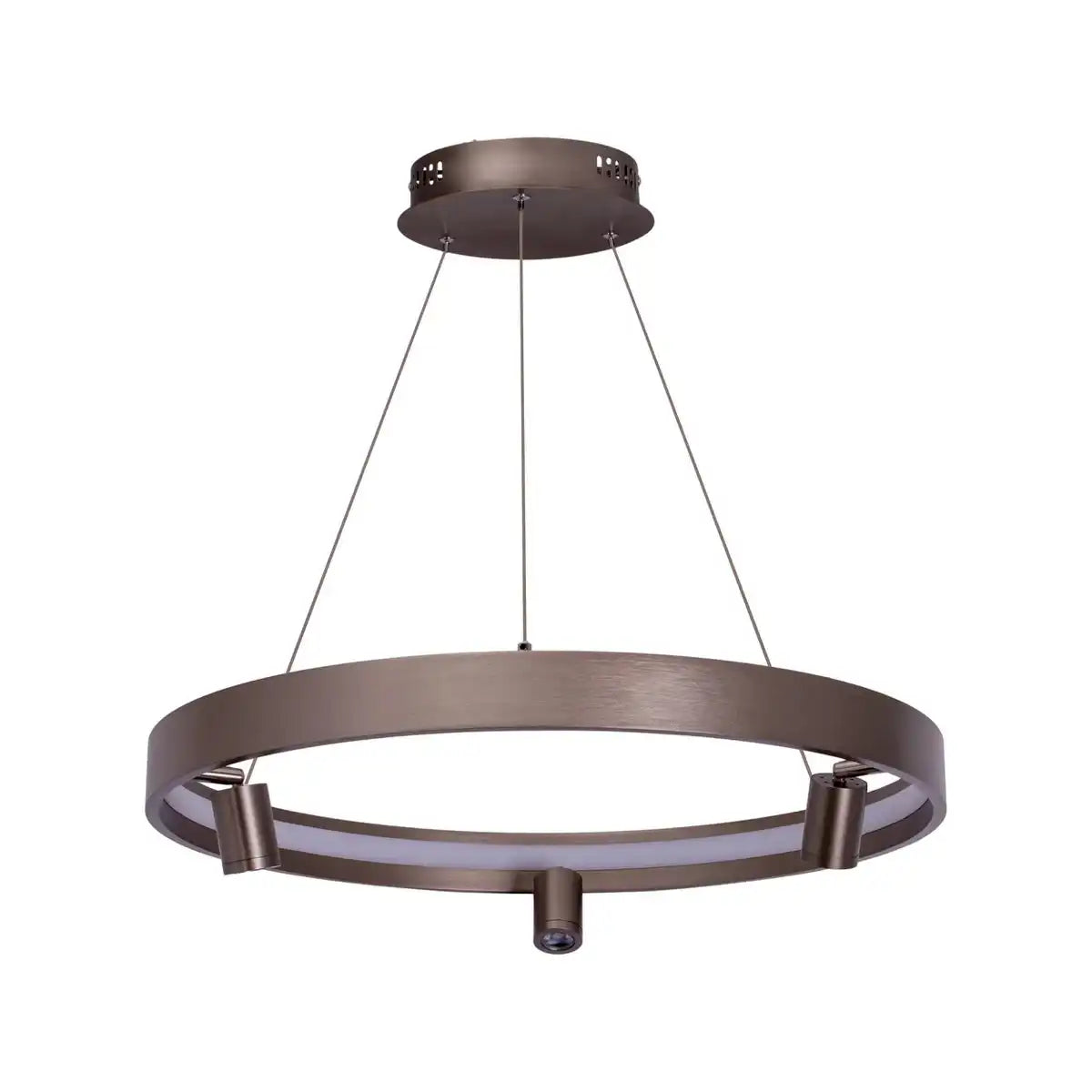 LED Pendelleuchte ""TRISTAN", moderne Pendellampe aus Metall und Kunststoff in Stahl-blank, die LEDs sind fest verbaut. Mit ca. 58 cm Ødie ideale Beleuchtung für Wohnzimmer, Esszimmer oder Küche.