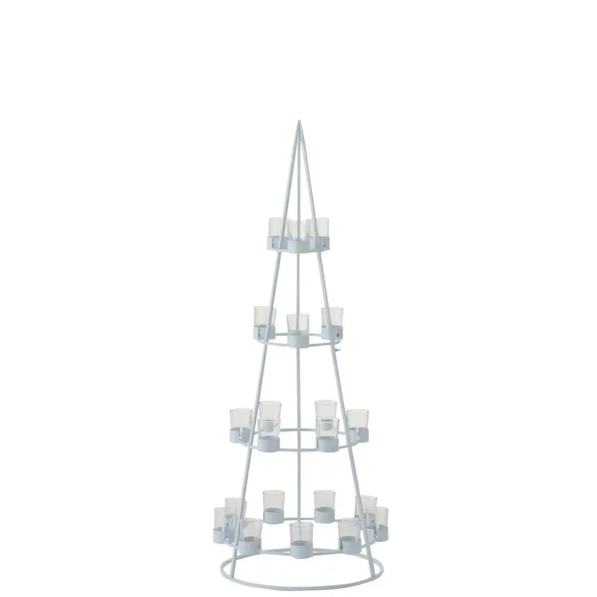 Teelichthalter Boom 21 - Metall/Glas - Weiß