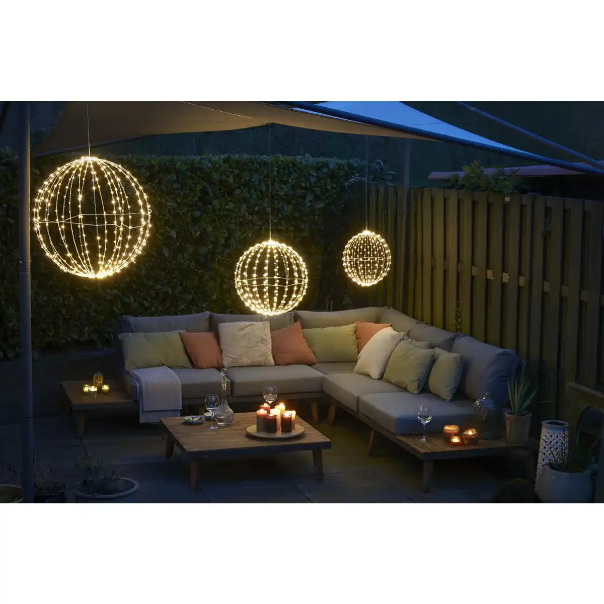 Weihnachtsbeleuchtungskugel mit warmweißen LED-Lichtern - Ø50 cm - Schwarz