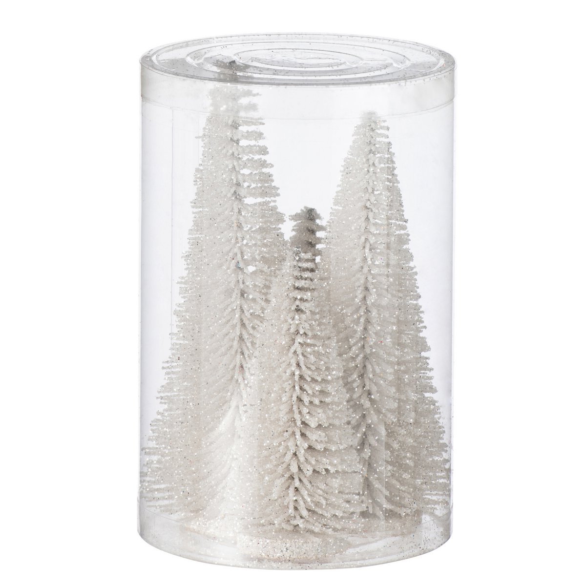 J -Line Dekoration Weihnachtsbaum Glitzer - Kunststoff - Weiß - Box von 7