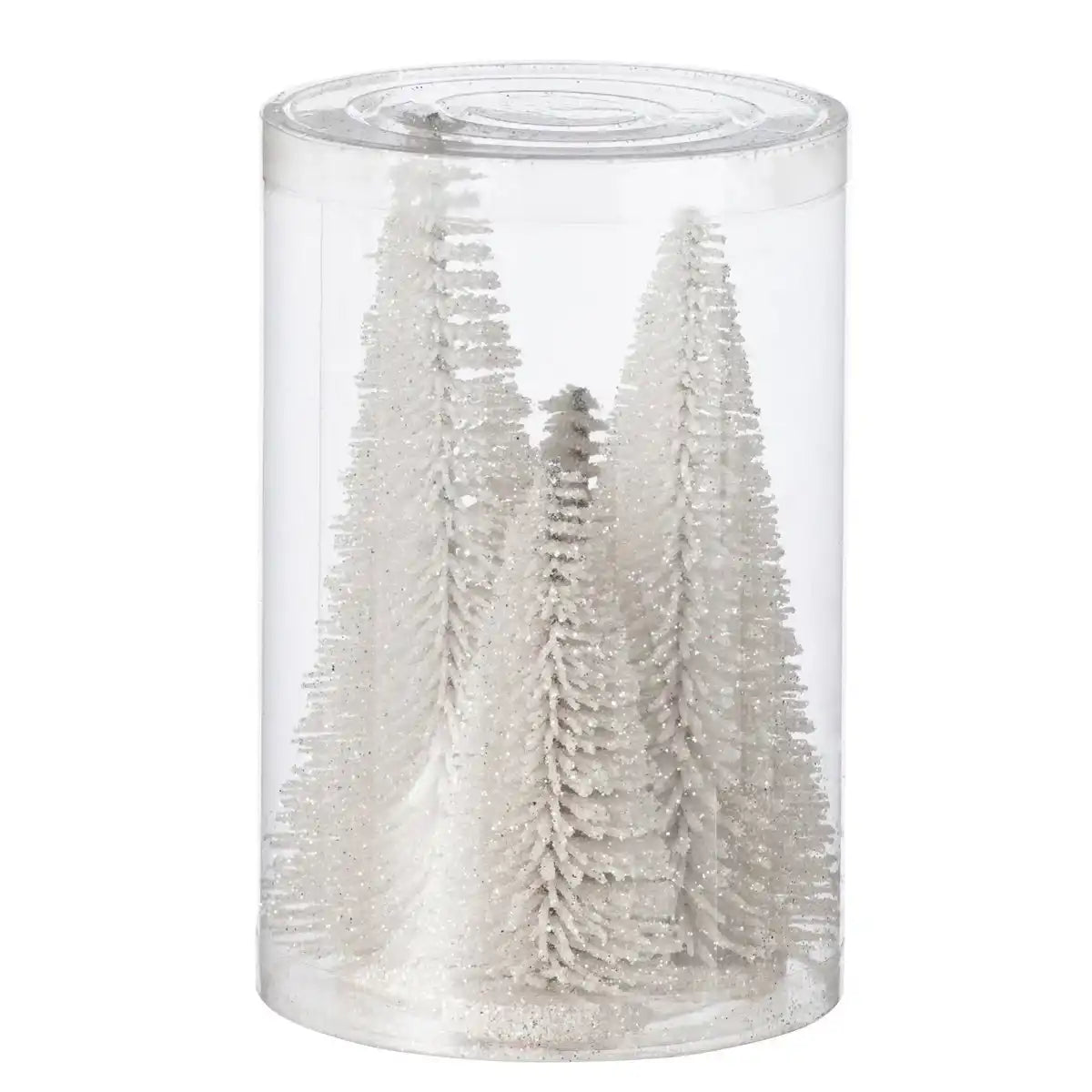 J -Line Dekoration Weihnachtsbaum Glitzer - Kunststoff - Weiß - Box von 7