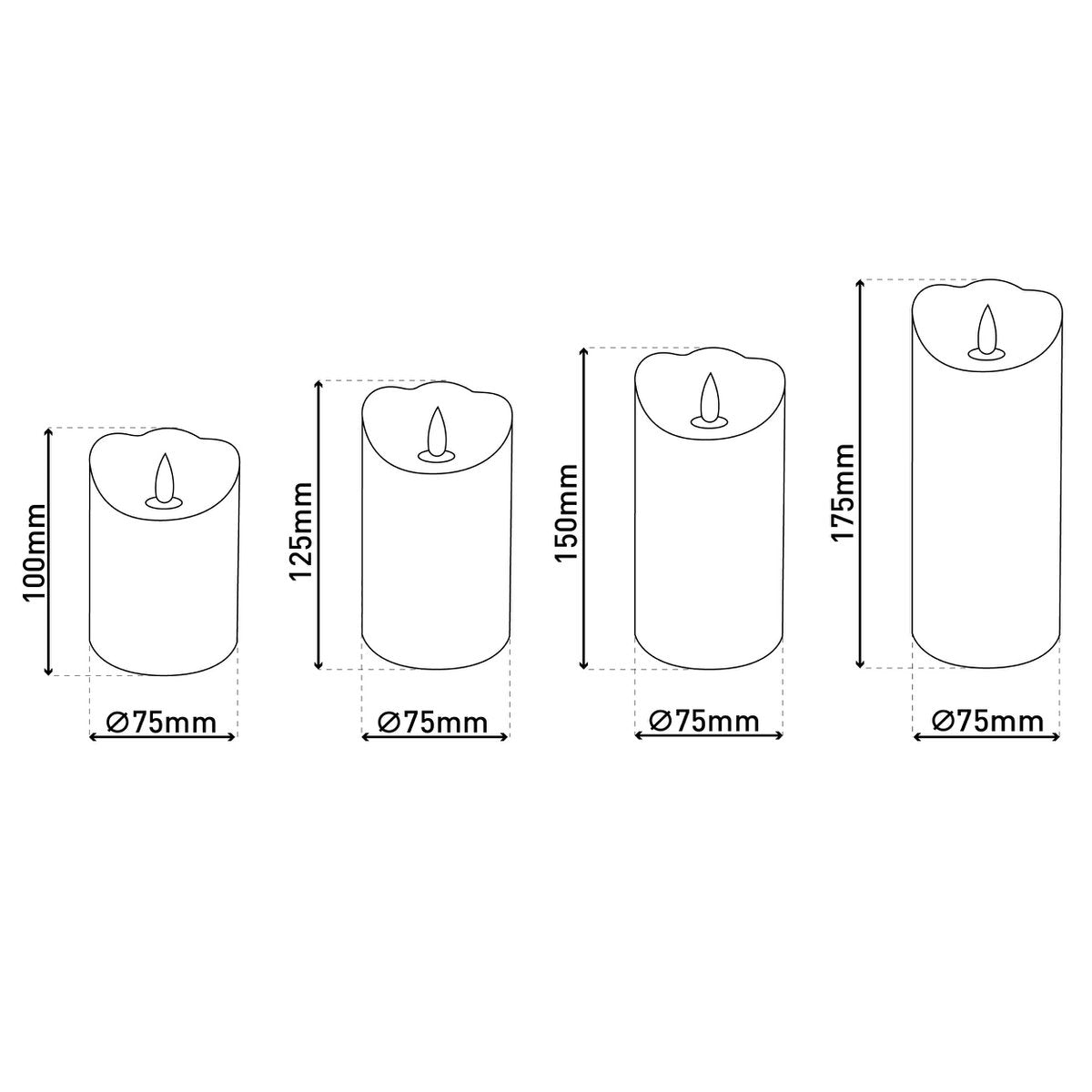 4er-Set LED-Kerzen Weihnachtsdeko aus Kunststoff in rot mit fest verbauten LEDs