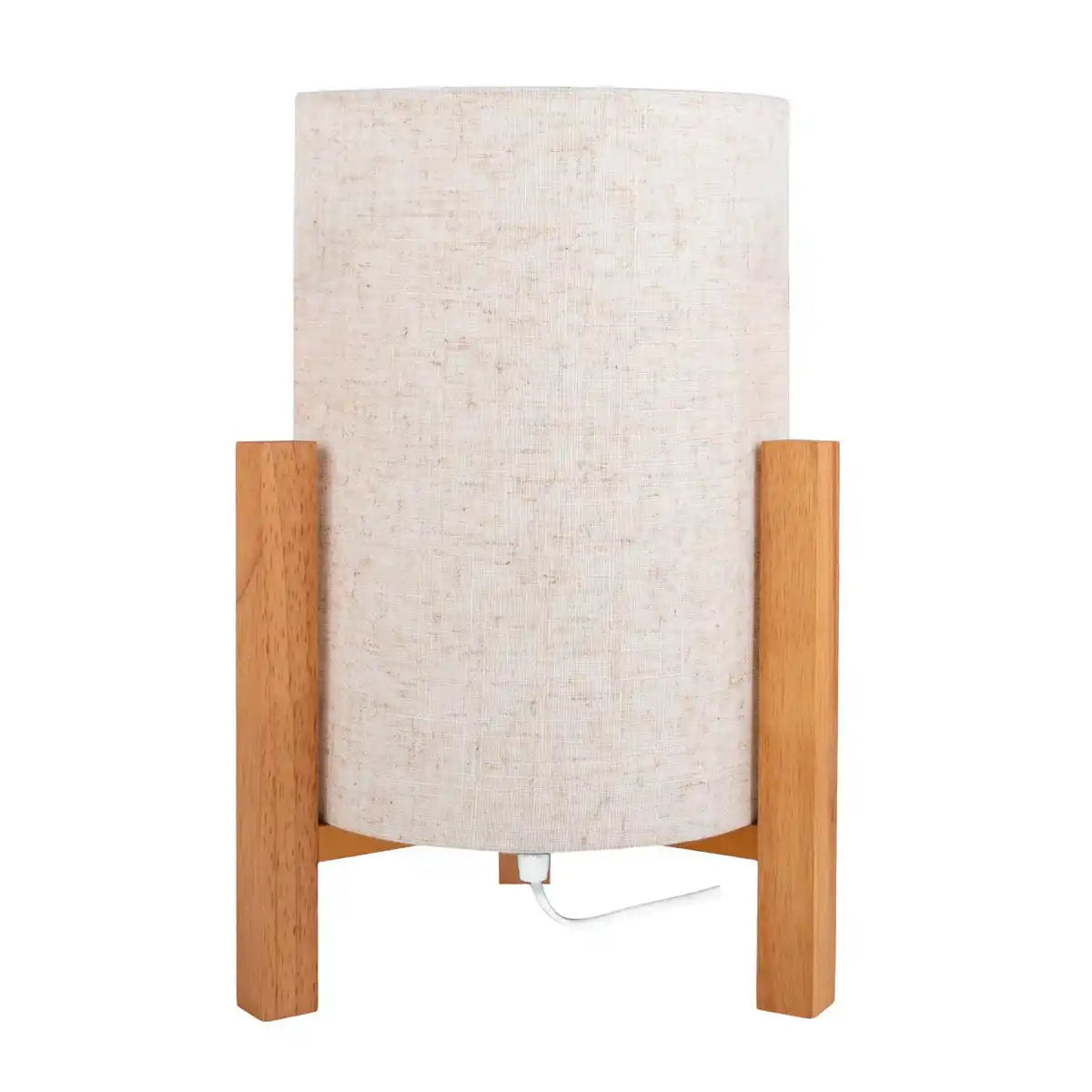Tischleuchte "MATILDA" klassische Tischlampe mit natürlicher Ausstrahlung durch Holz und Stoffschirm, E27 Fassung, 32 cm hoch
