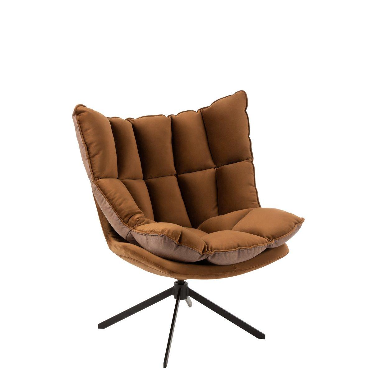 J-Line Stuhl Relax Kissen auf Gestell Textil/Metall braun