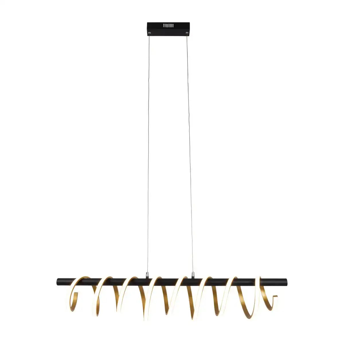 LED Pendelleuchte "BELLEZA", moderne Pendellampe aus Metall und Kunststoff Schwarz, Gold und Weiß, mit fest verbauten LEDs, 100 cm lang. Die ideale Beleuchtung für Wohnzimmer, Esszimmer oder Küche.
