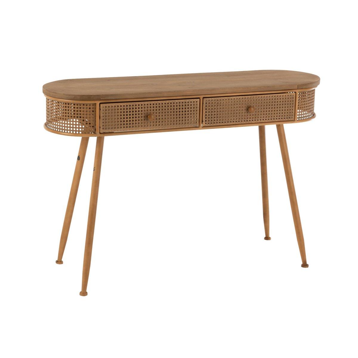 J-Line Konsole 2 Schubladen Metall/Holz Braun