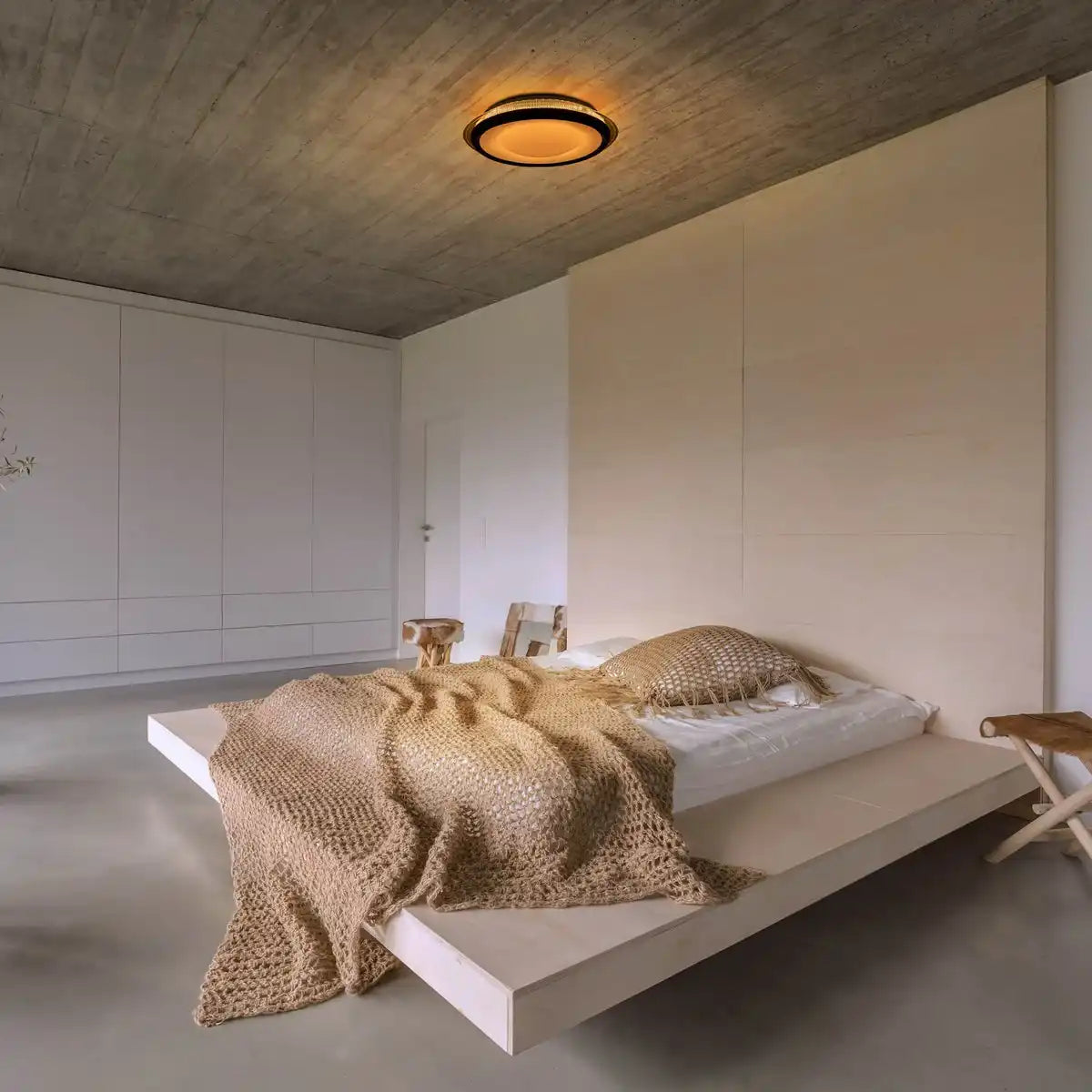 LED Deckenleuchte "CANNA" aus Metall und Kunststoff, dimmbar mit Fernbedienung, Farbwechsel von Warmweiß über Kaltweiß zu bunt, fest verbaute LEDs, Deckenlampe für Wohnzimmer, Esszimmer, Küche oder Flur mit 45 cm Durchmesser