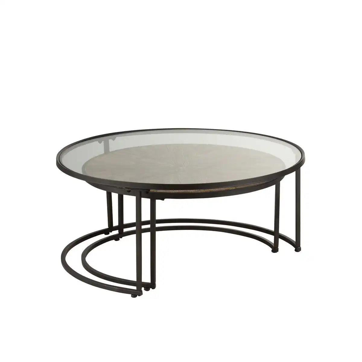 J-Line 2er Set Couchtische Rund Metall Schwarz - 91 x 91 x 41 cm