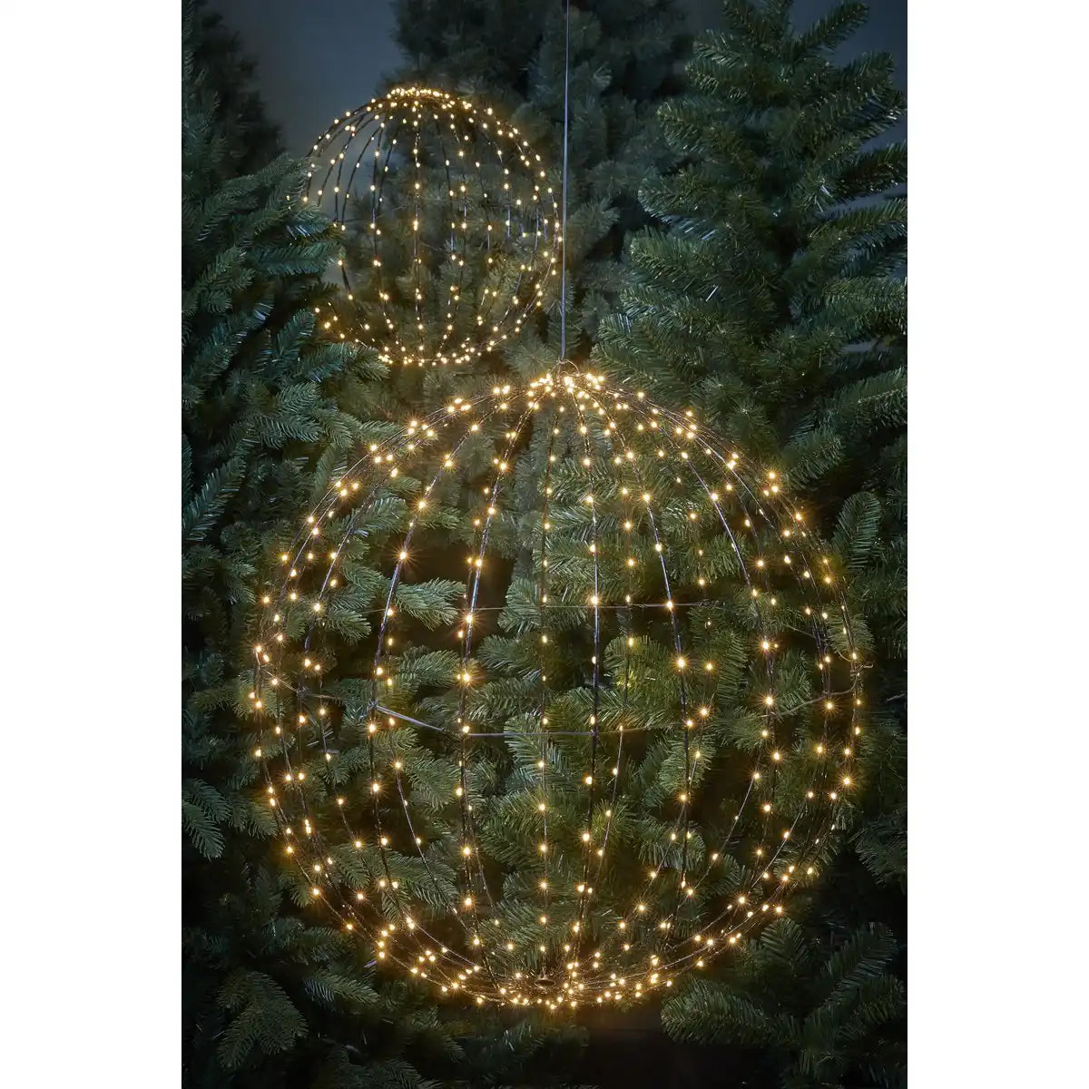 Weihnachtsbeleuchtungskugel mit warmweißen LED-Lichtern – Ø60 cm – Schwarz