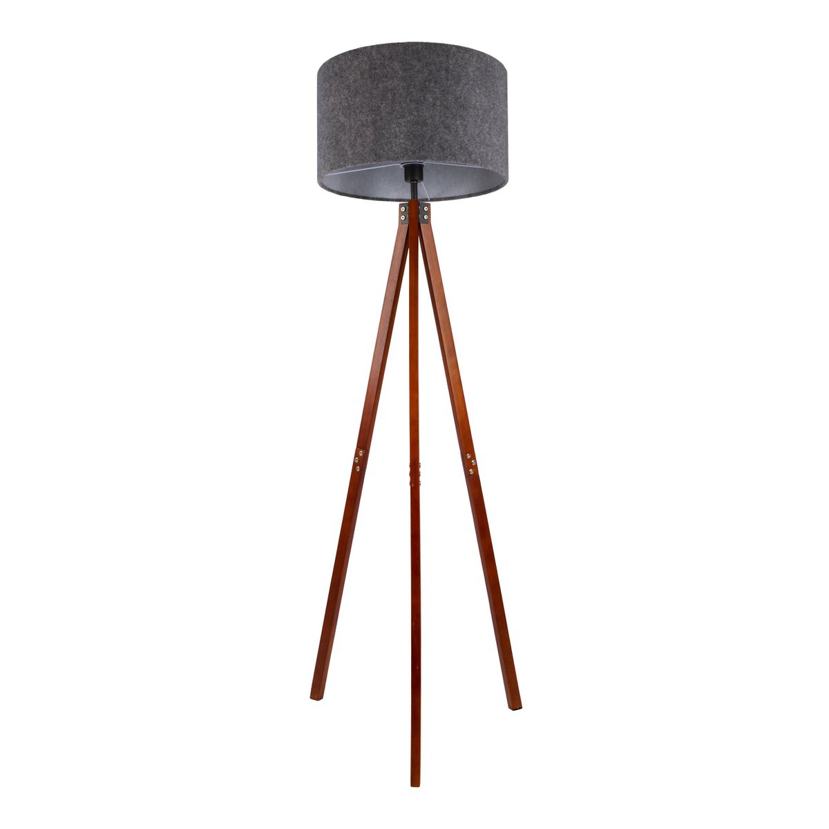 Stehleuchte "FILCO" Ø ca. 45 cm, 147 cm hoch, aus Holz und Kunststoff in Braun und Grau, für E27, für Wohnzimmer, Schlafzimmer und Esszimmer