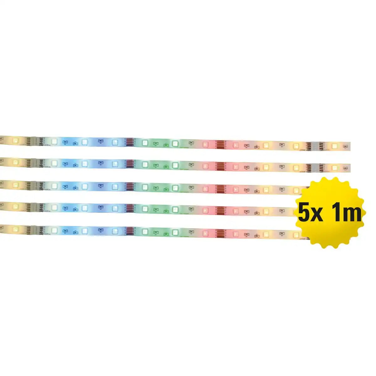 5x 1m RGB LED Stripe, mit Farbwechsel, dimmbar, inkl. Infrarot-Fernbedienung