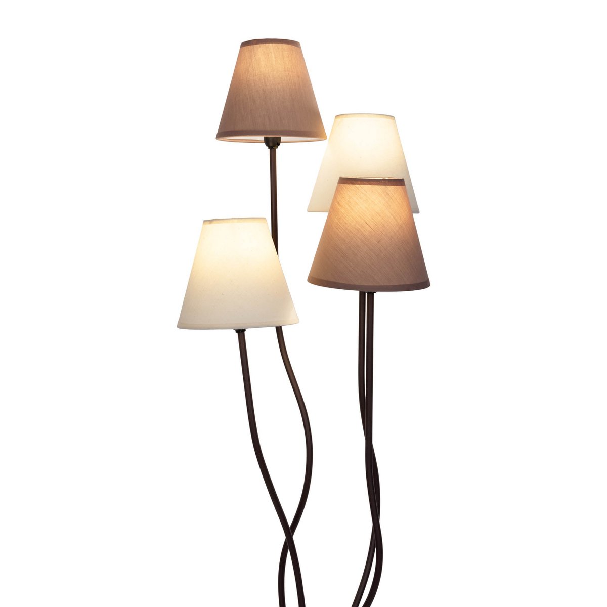 Textilstehleuchte 4-flammig "BOHO", Stehlampe in Beige/Braun, mit E14-Fassung, für Esszimmer, Wohnzimmer, Diele oder Büro, 138 cm hoch