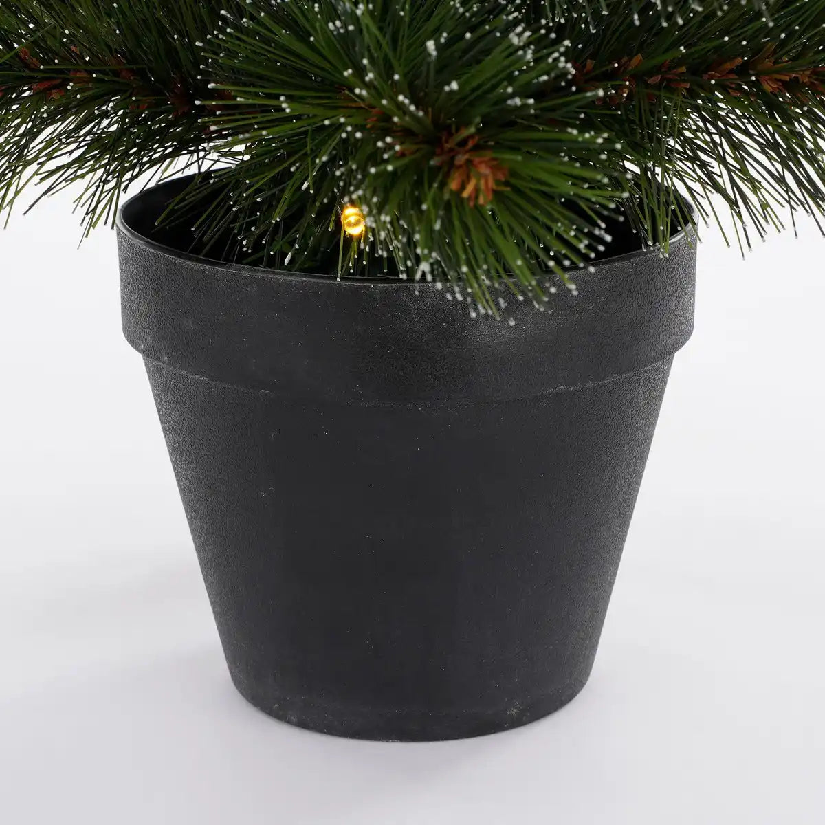 Künstlicher Weihnachtsbaum im Topf mit 30 LED-Lichtern – H90 x Ø51 cm – Grün