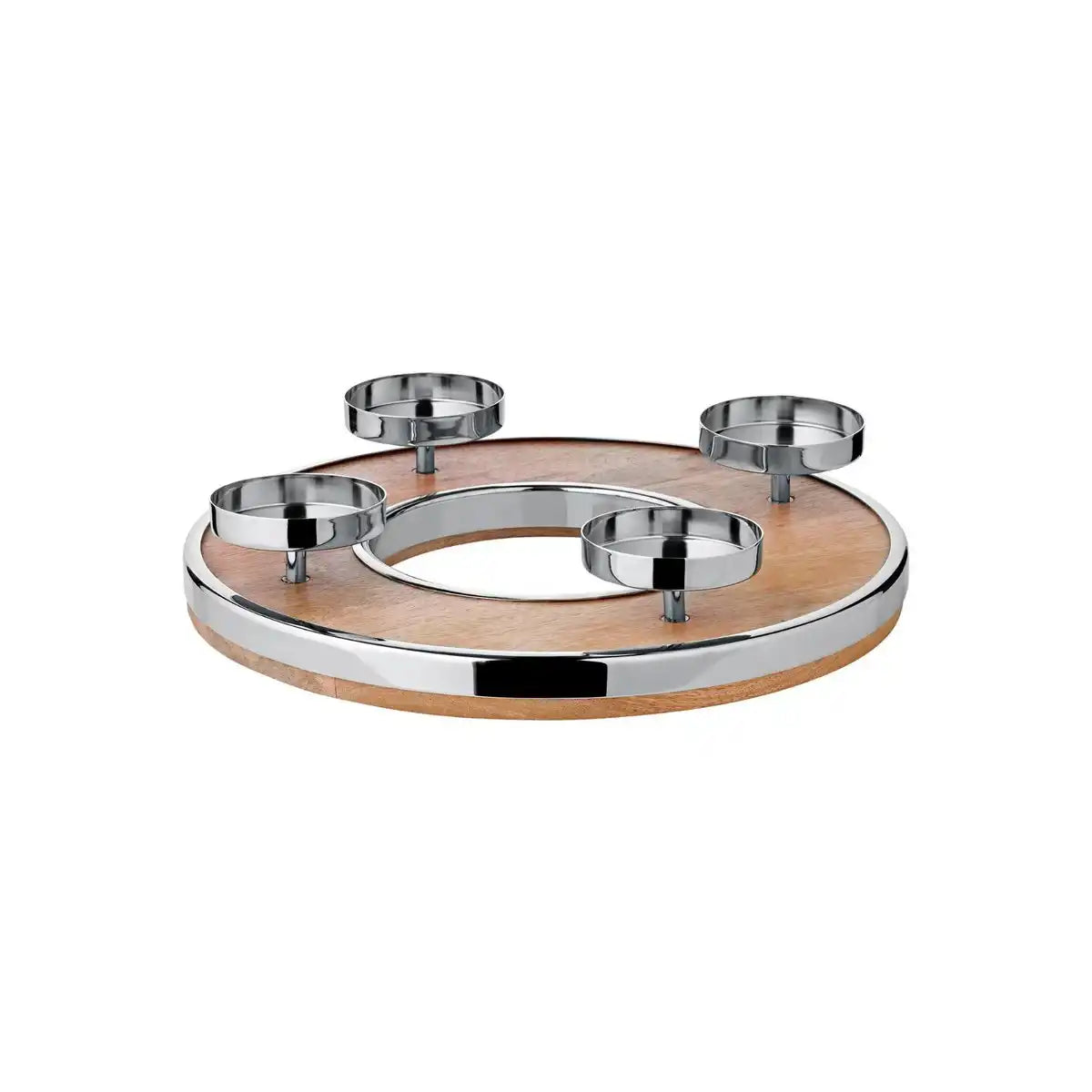 Adventskranz Jale (Ø 36 cm), Mangoholz mit Edelstahlrand - HomeDesign Knaus
