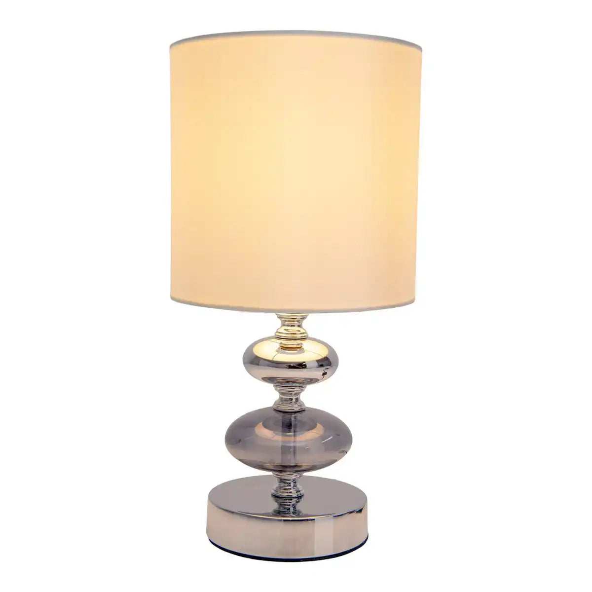Stoff, Tischleuchte "MALI", Tischlampe aus Metall und Textilmaterial, weiß, mit E14-Fassung, für Esszimmer, Wohnzimmer, Diele oder Büro, Tischlampe für Wohnzimmer oder Esszimmer, Nachttischlampe- 28,5 cm hoch