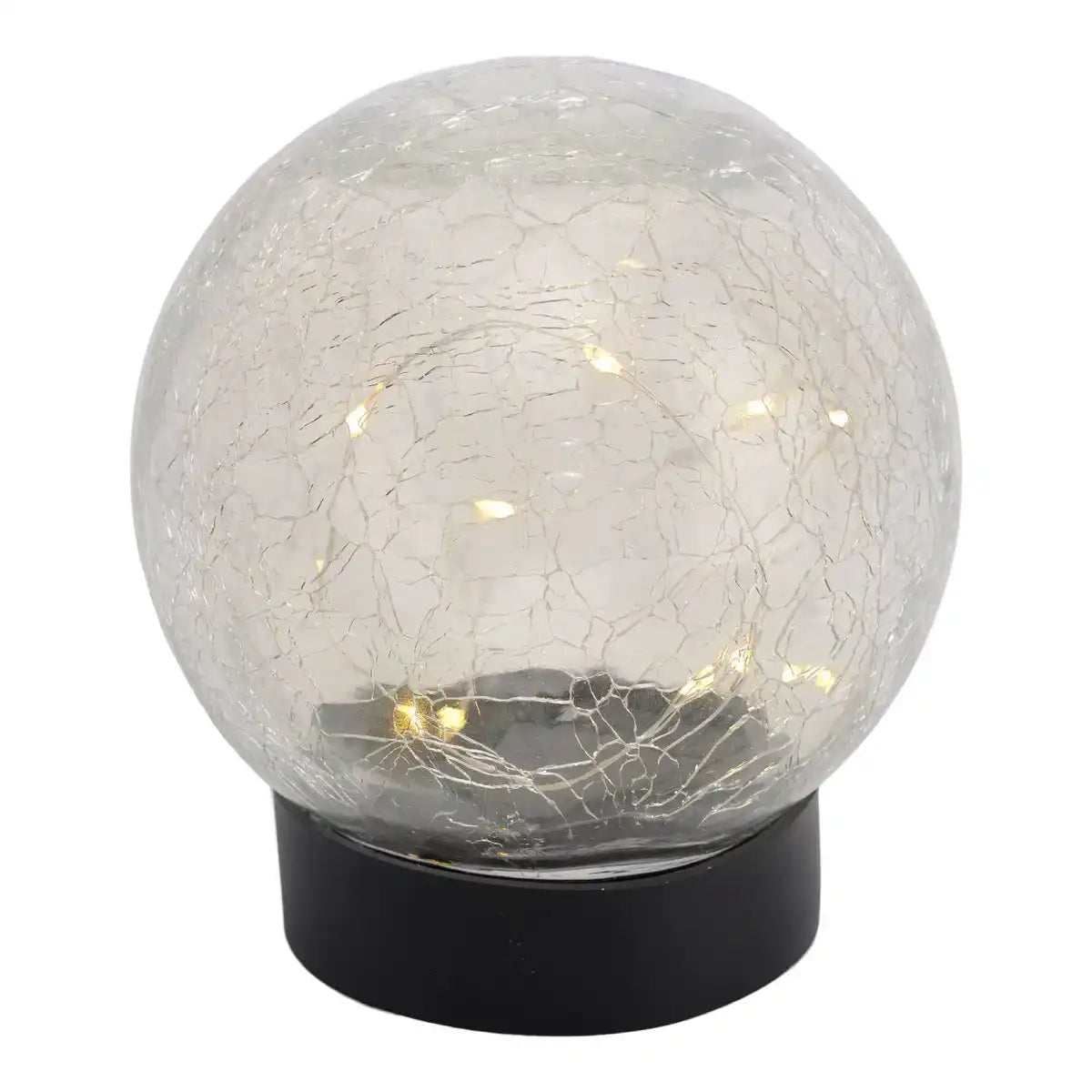 3er-Set LED-Solar-Tischleuchte/Erdspieß "Crackle" Ø 12cm , für Außen, Tischleuchte - Kunststoff und Glas , Weiß, mit integrierter LED