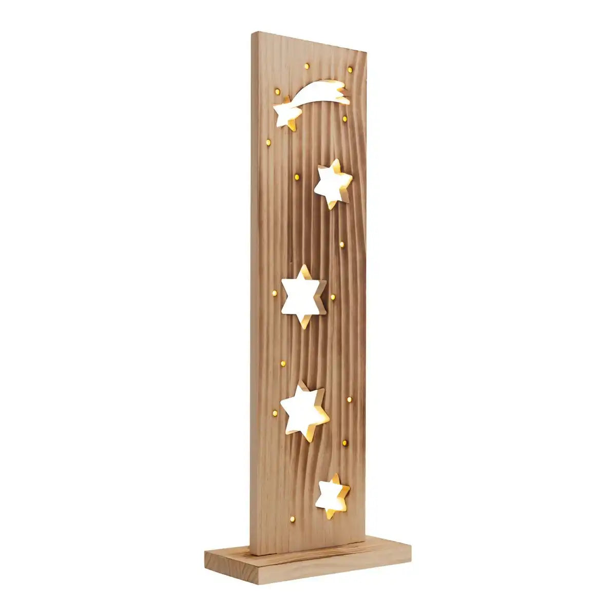 LED-Holz-Dekoleuchte "STERNE", aus naturbelassenem Holz mit festverbauten LEDs, Weihnachtsdekoration für Außen