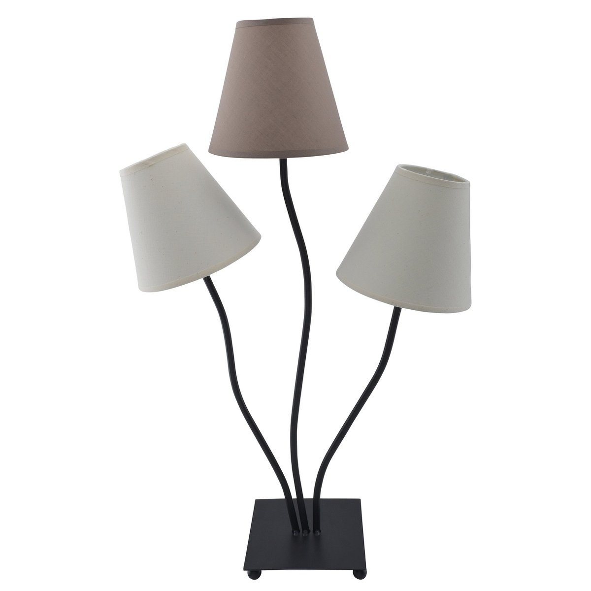 Textiltischleuchte 3-flammig ""BOHO"", Tischlampe in Beige/Braun, mit E14-Fassung, für Esszimmer, Wohnzimmer, Diele oder Büro, 67 cm hoch