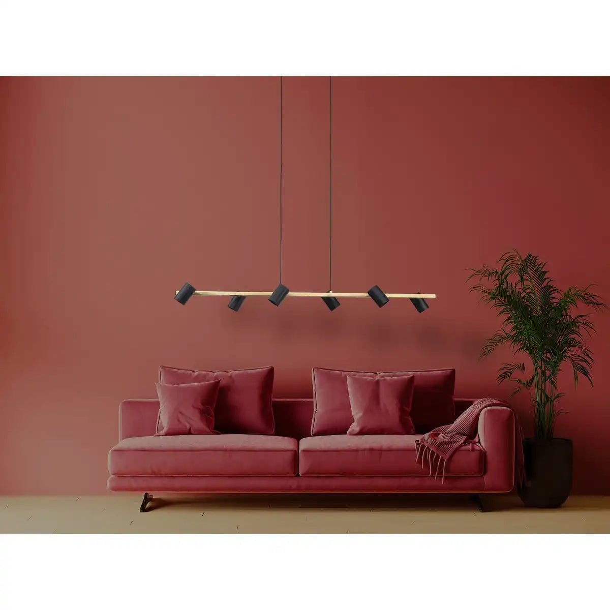6er Pendelleuchte "FRIDA" in Metall schwarz / Gold, Hängeleuchte, GU10, Pendellampe für Esszimmer, Wohnzimmer, Diele oder Büro, 115 cm lang