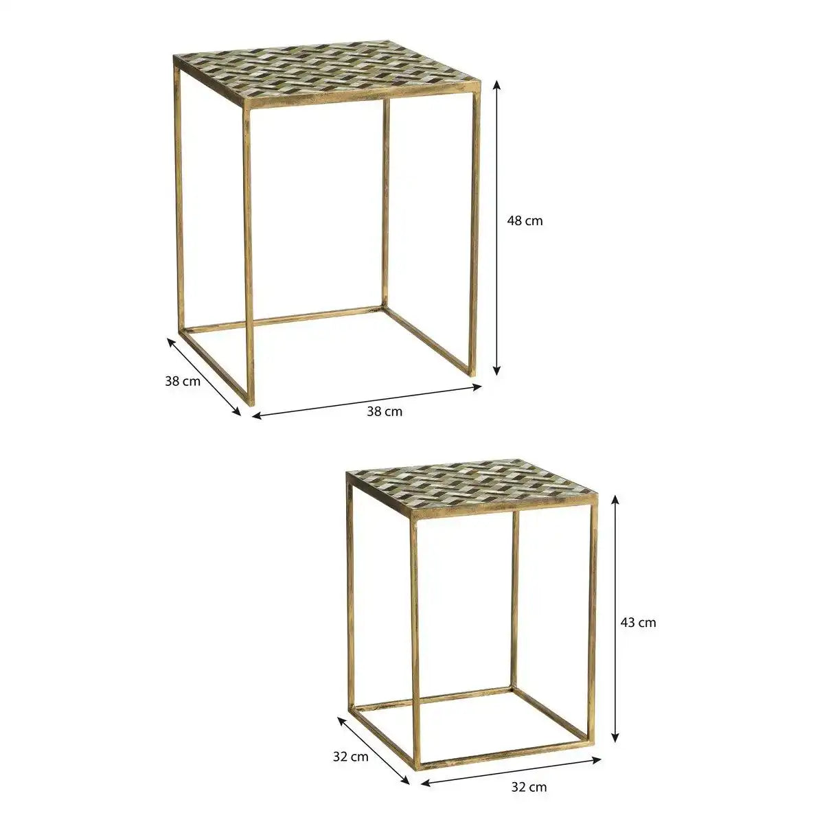Alanza -Seitentisch außerhalb - Set von 2 - L38 x B38 x H48 cm - Metall - Grün - HomeDesign Knaus