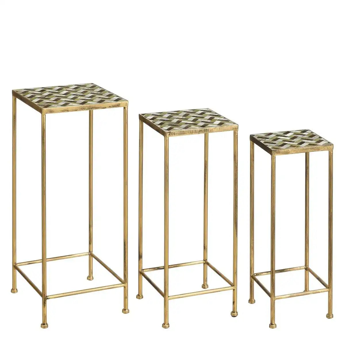 Alanza -Seitentisch außerhalb - Set von 3 - L28 x B28 x H67 cm - Metall - Grün - HomeDesign Knaus