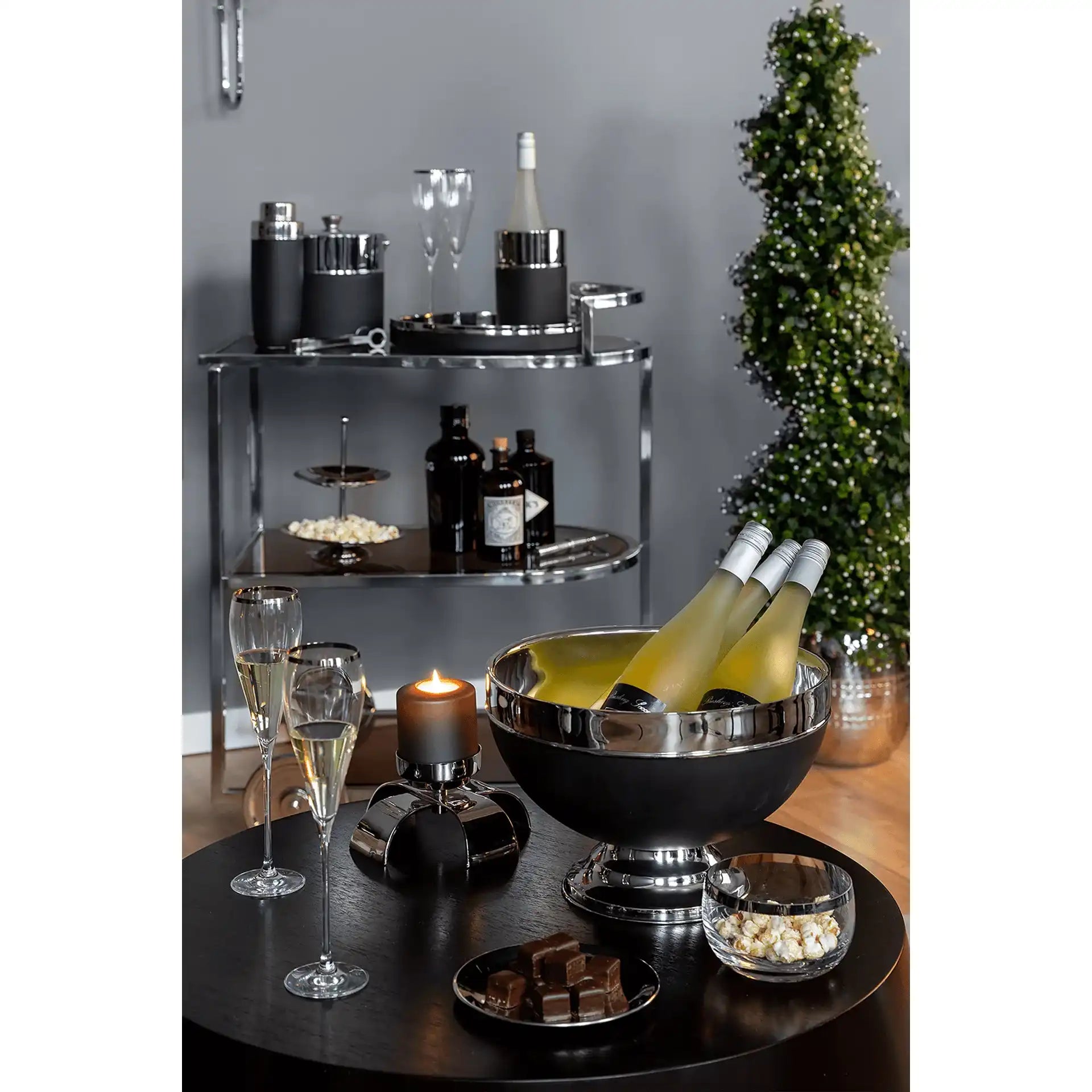 Andor Flaschenkühler Weinkühler Champagner Pulverbeschichtet schwarz - HomeDesign Knaus