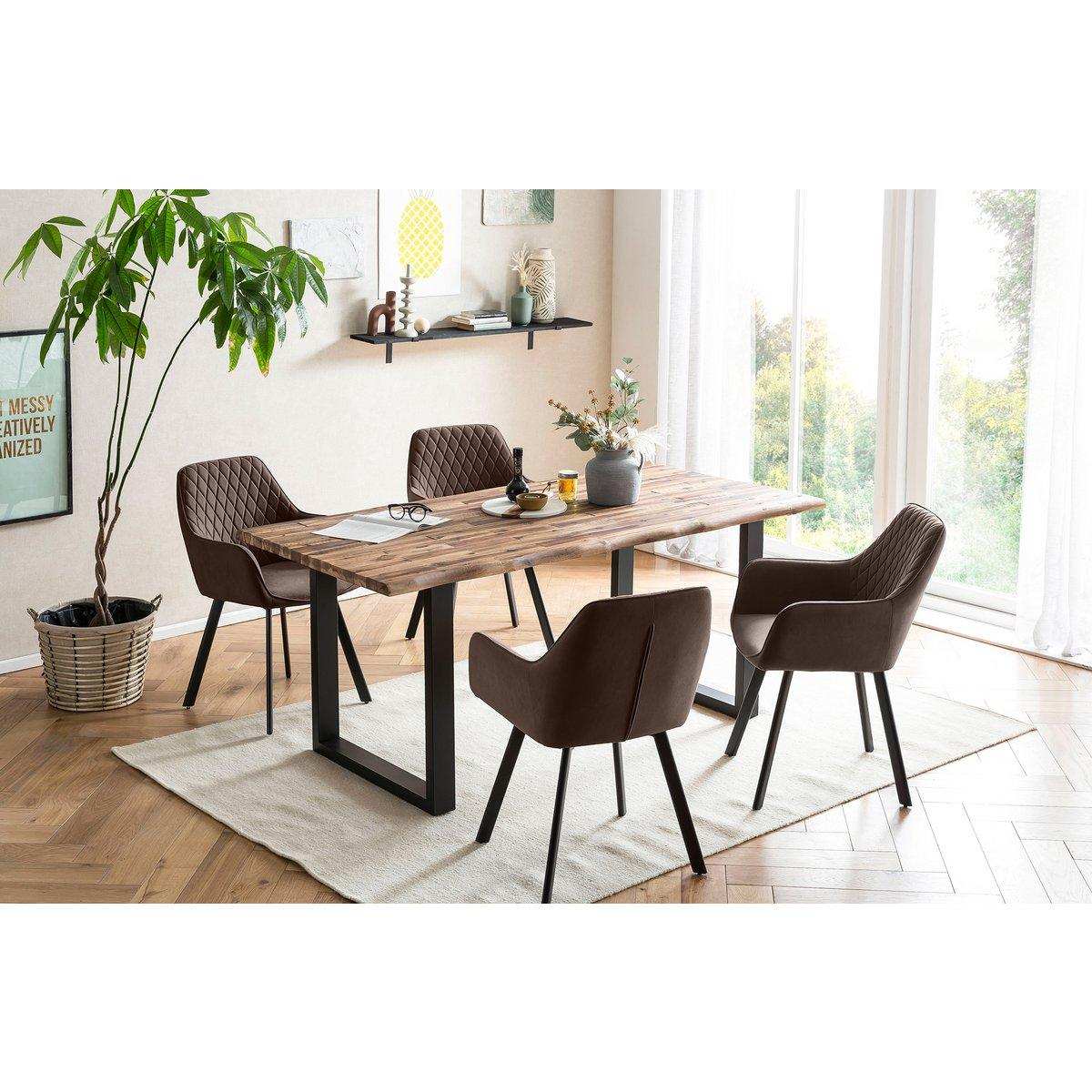 Armlehnstuhl 2er Set Braun - HomeDesign Knaus
