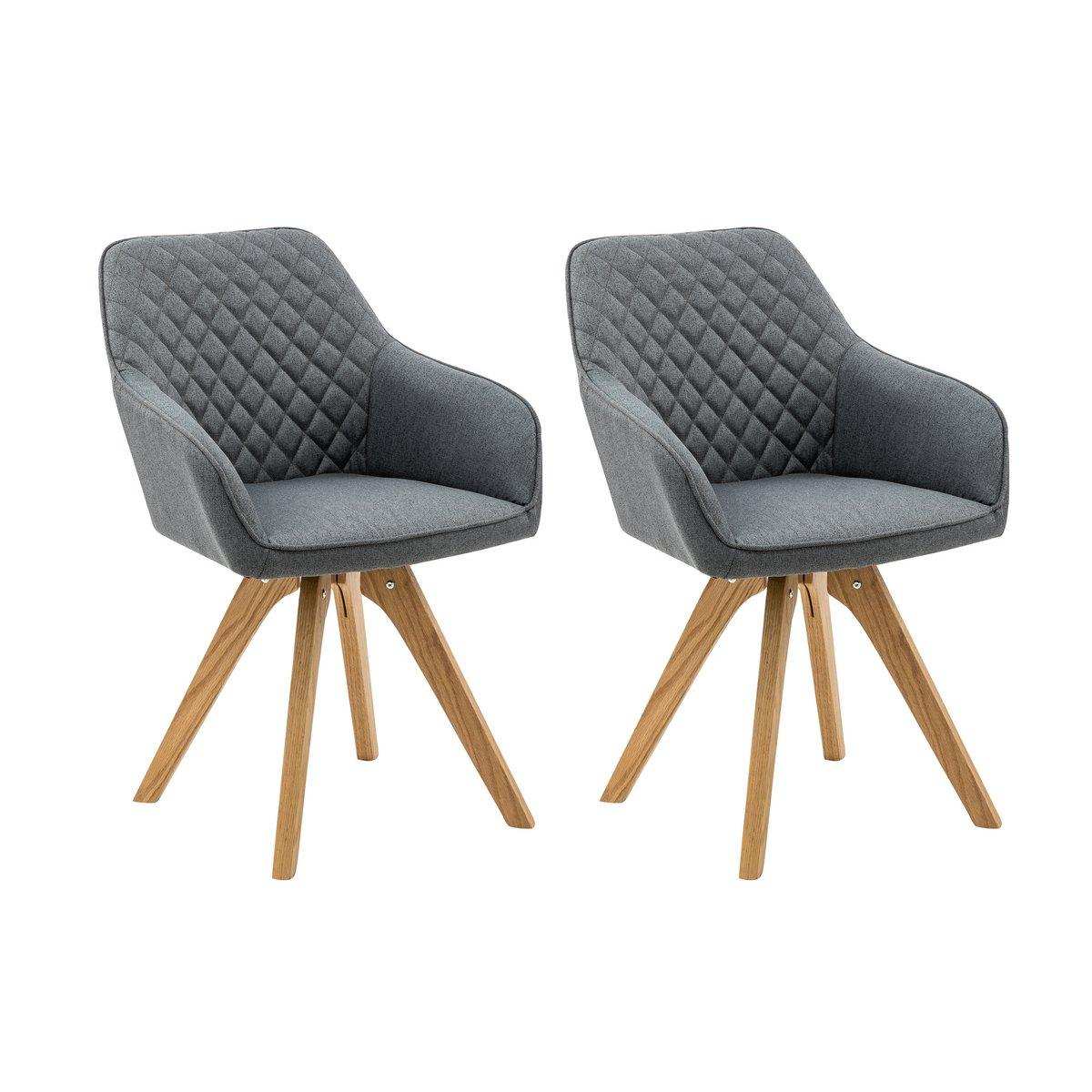 Armlehnstuhl 2er Set grau Textil - HomeDesign Knaus