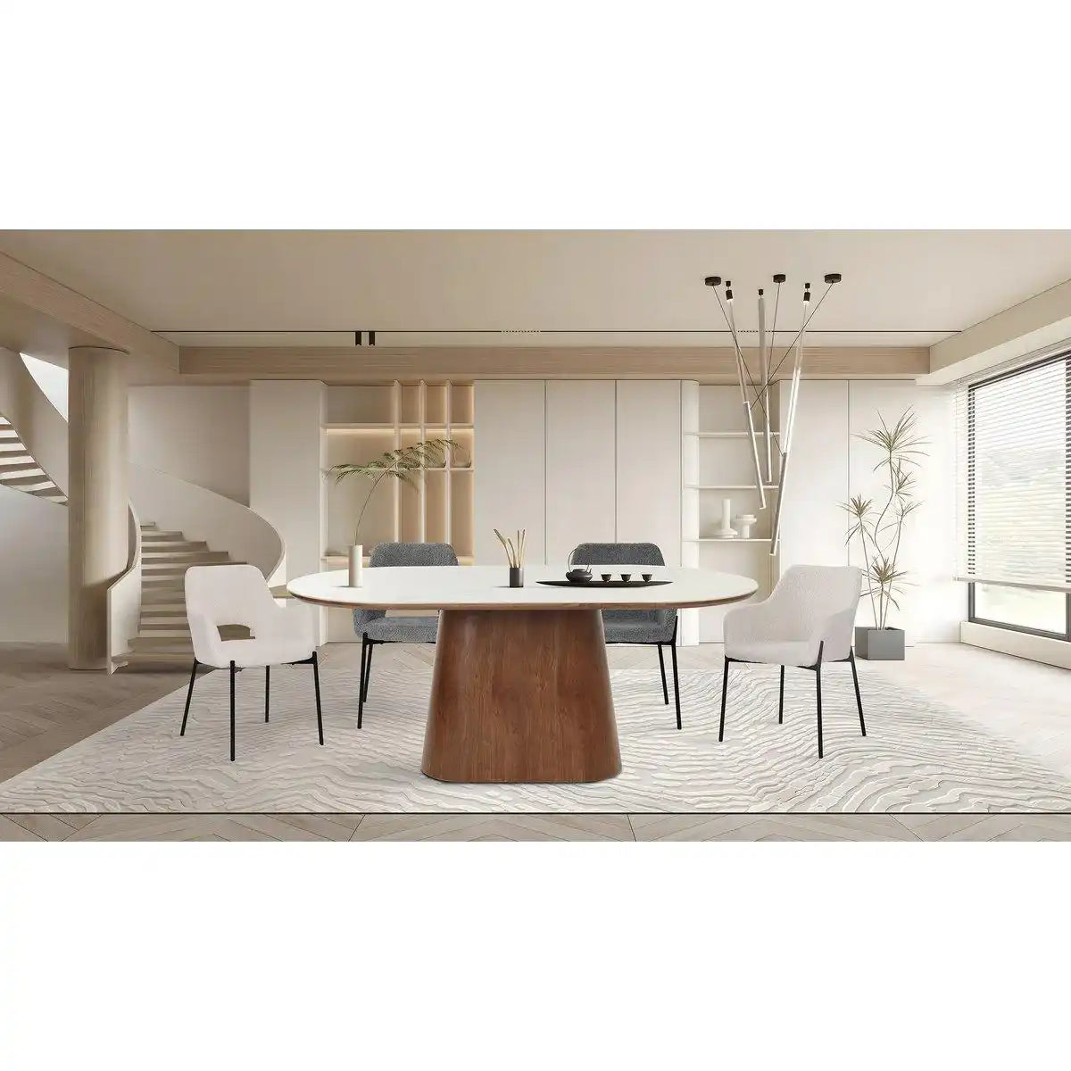 Armlehnstuhl 2er Set mit Bouclé-Bezug - HomeDesign Knaus