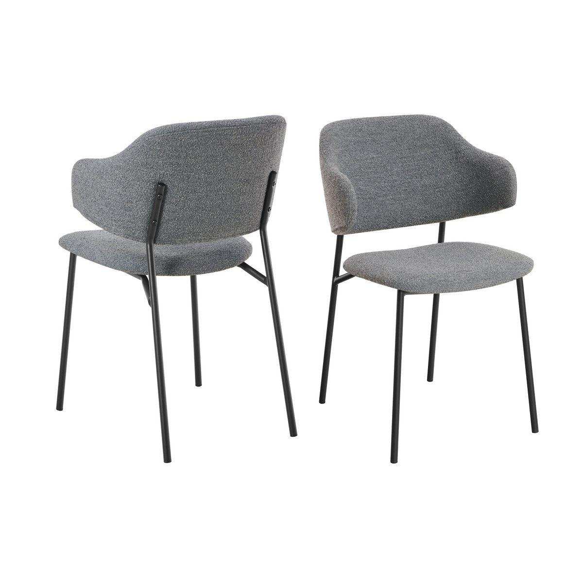 Armlehnstuhl Bouclé 2er Set Dunkelgrau - HomeDesign Knaus