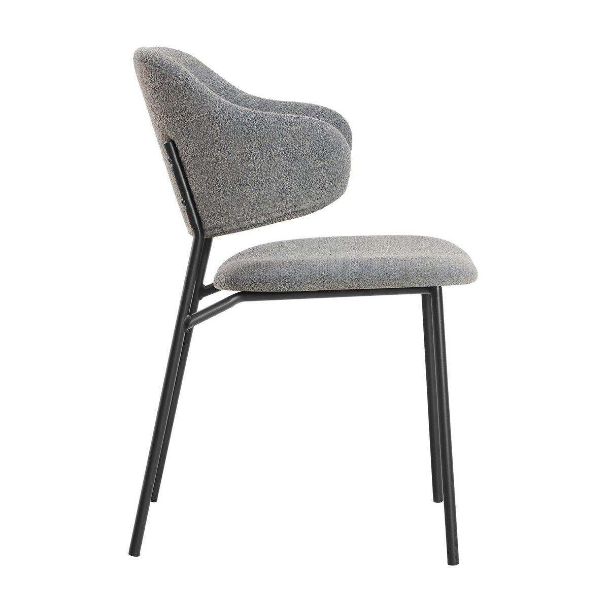 Armlehnstuhl Bouclé 2er Set Dunkelgrau - HomeDesign Knaus