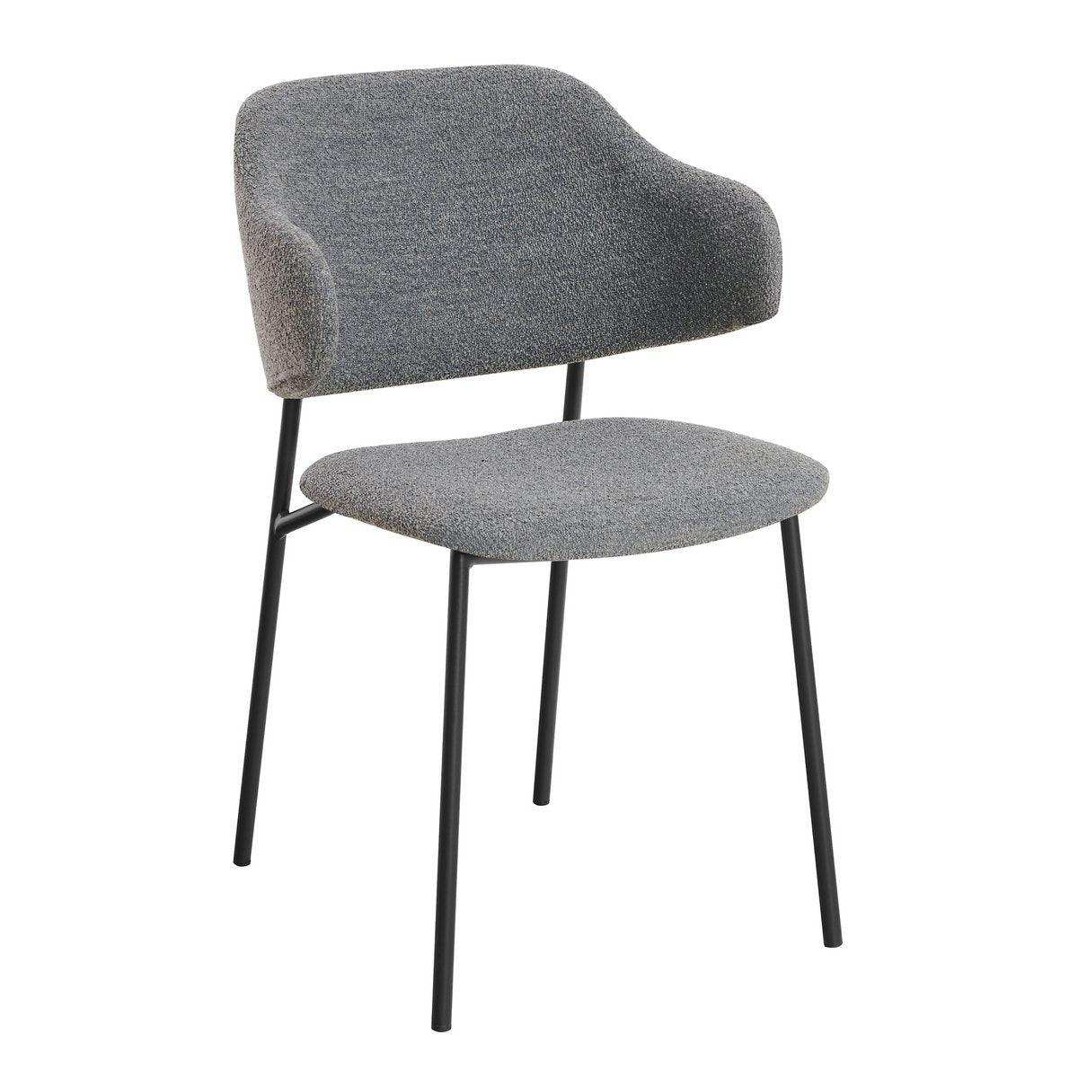Armlehnstuhl Bouclé 2er Set Dunkelgrau - HomeDesign Knaus