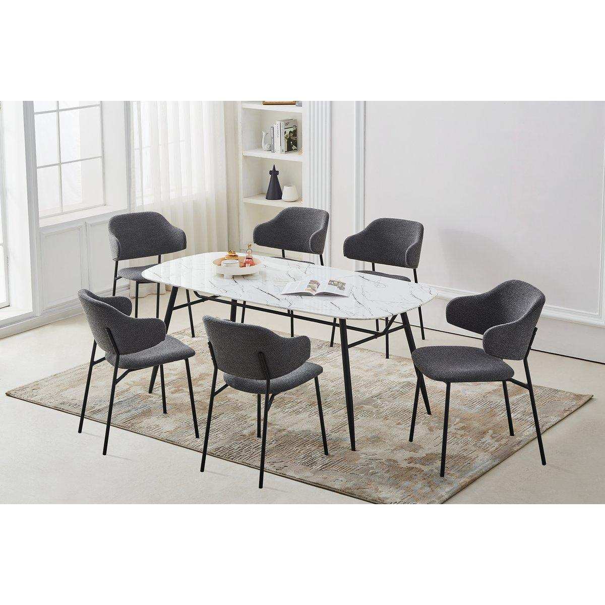 Armlehnstuhl Bouclé 2er Set Dunkelgrau - HomeDesign Knaus