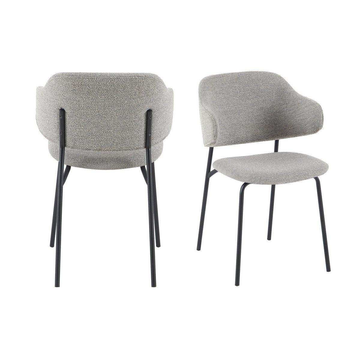Armlehnstuhl Bouclé 2er Set Hellgrau - HomeDesign Knaus