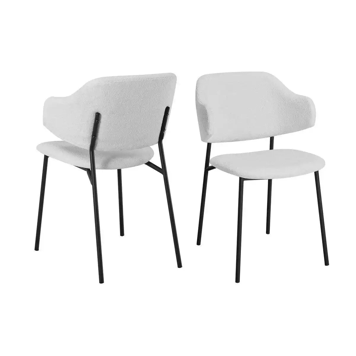 Armlehnstuhl Bouclé 2er Set Weiß - HomeDesign Knaus