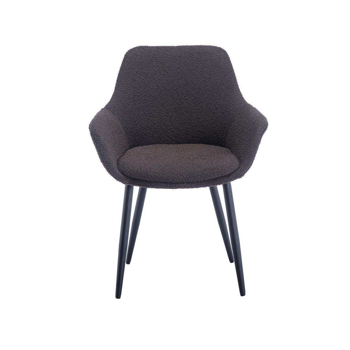 Armlehnstuhl Bouclé Stoff Anthrazit 2er Set - HomeDesign Knaus
