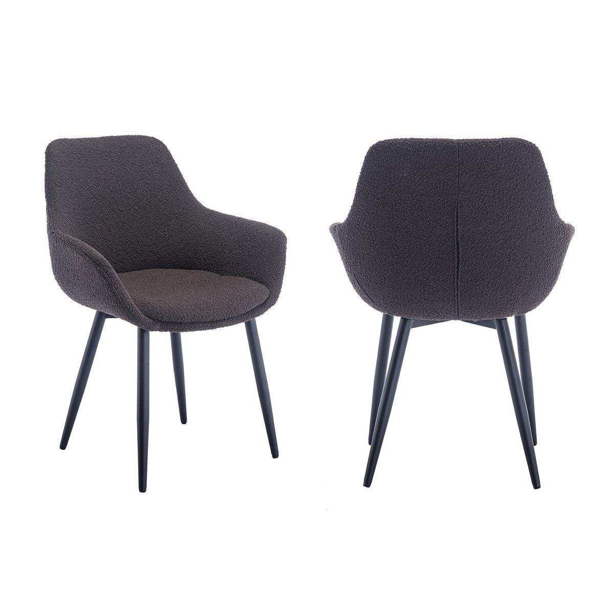 Armlehnstuhl Bouclé Stoff Anthrazit 2er Set - HomeDesign Knaus