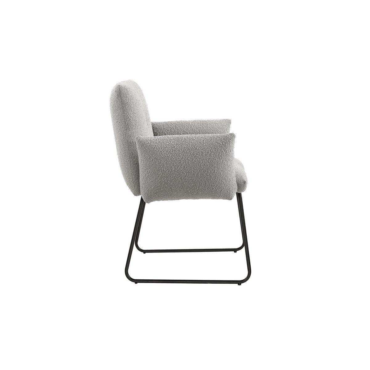 Armlehnstuhl Bouclé Stoff Hellgrau - HomeDesign Knaus